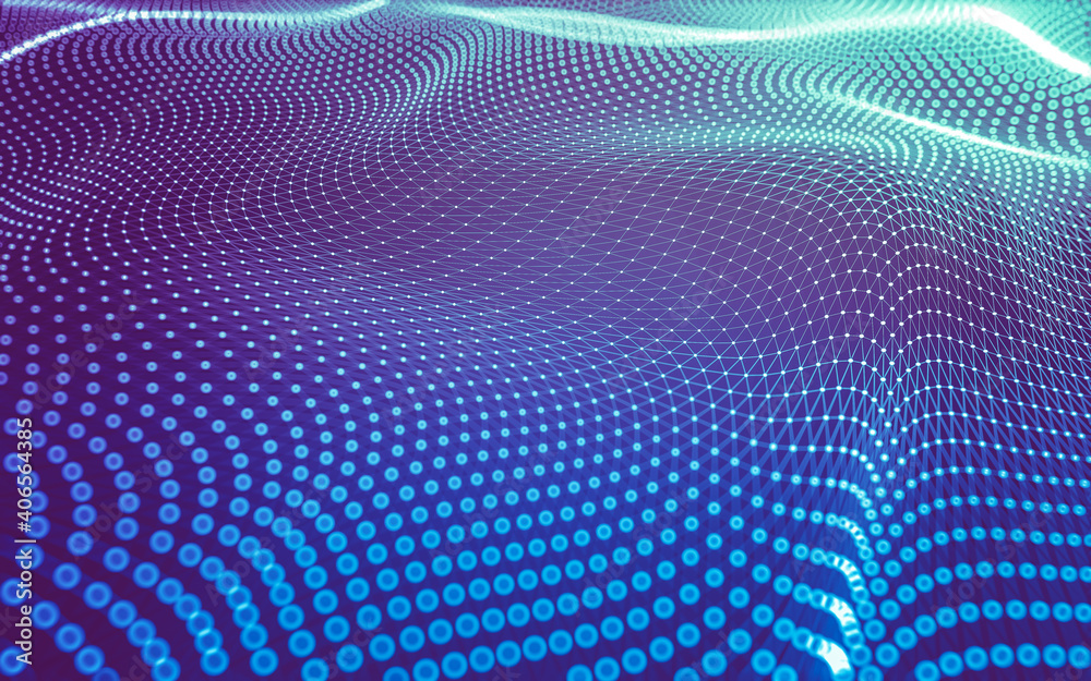Obraz premium Abstract background. Molecules technology with polygonal shapes, connecting dots and lines. Connection structure. Big data visualization.