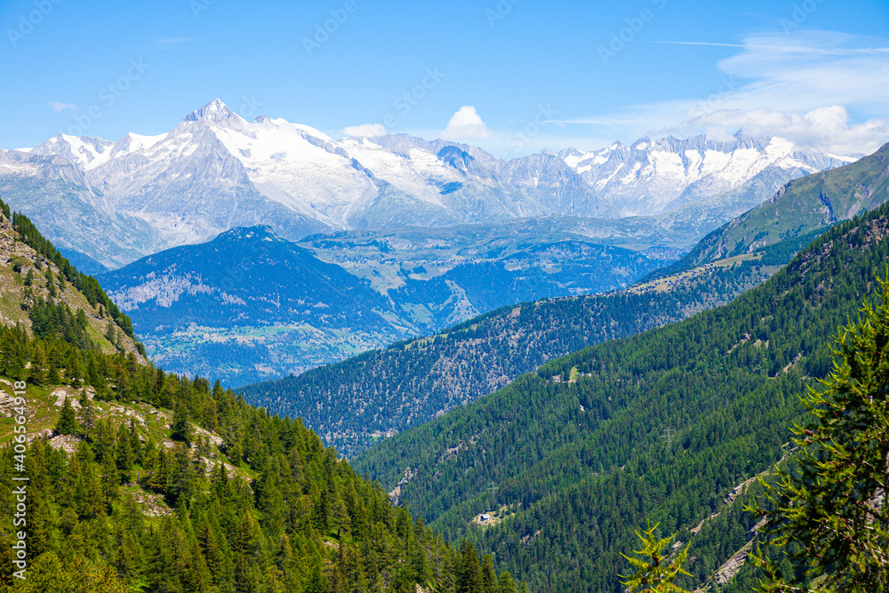 Picturesque panoramic view on Simplon pass in Switzerland