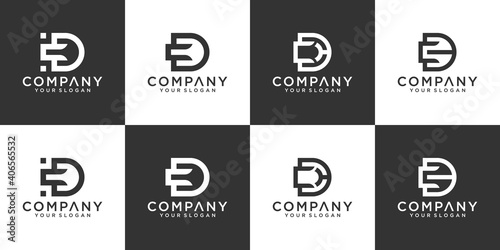 Set of monogram creative letter cd logo template. icons for business of luxury, elegant, simple