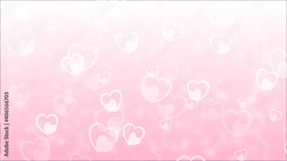 Pink valentine greeting wallpaper and card, small hearts,  blurred and out of focus drawings are intentional for artistic purpose