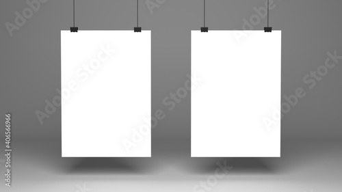 poster mockup, brochure, flyer a4, a3, white sheet, din format, on white background, print mockup, mockup for advertising, business, 3d illustration