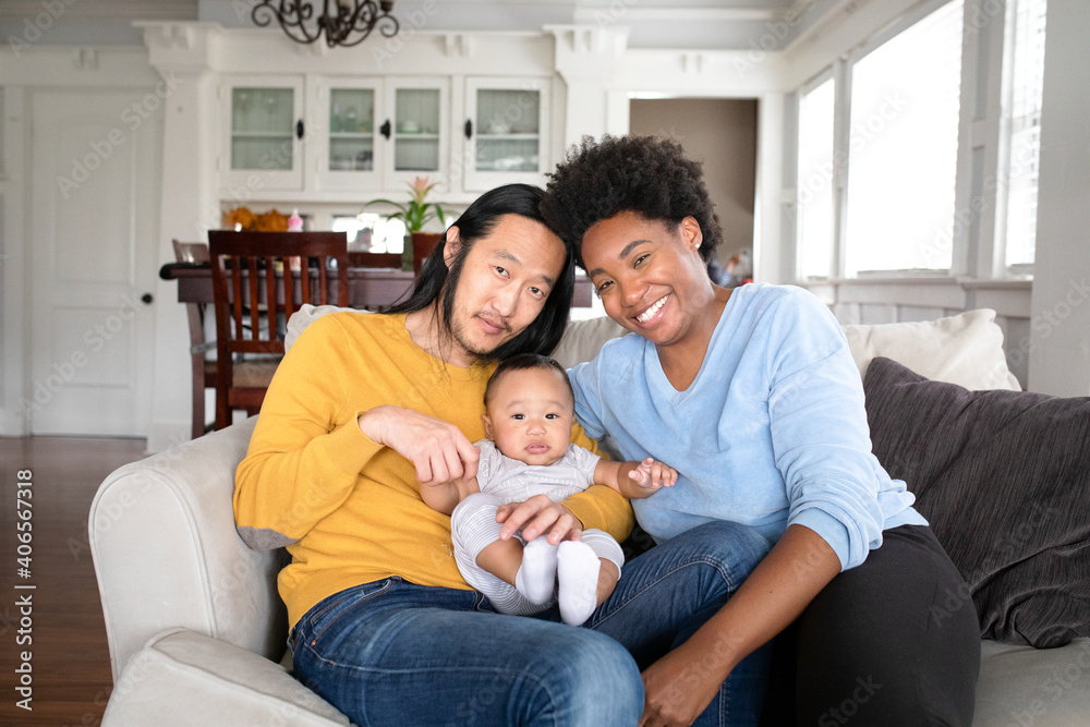 Lovely multicultural family spending time together in the new normal Lovely multicultural family spending time together in the new normal
