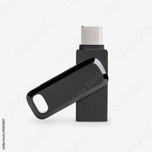 Fényképezés Black USB flash drive mockup technology data storage device