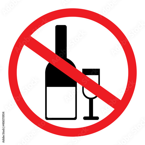 Alcohol prohibition sign. Danger symbol vector illustration. Stop sign. Stock image. EPS 10.