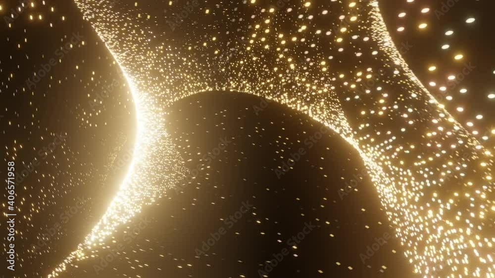 infinite loop simple gold particle  background animation with  wave