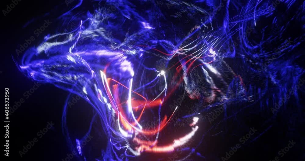 Abstract Pulsing purple line particles with fluid motion. Simulating heart beat effect. Looped seamless footages for event, concert, title, presentation, music, VJ.  plasma, pulse. 3D render