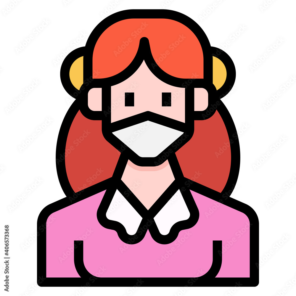 Girl icon for web element , webpage, application, card, printing, social media, posts etc.