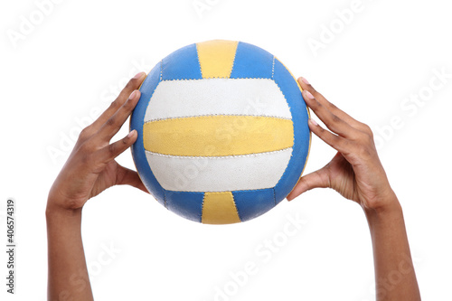 hand holding a volley ball