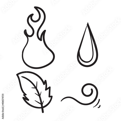 hand drawn doodle nature element collection icon illustration