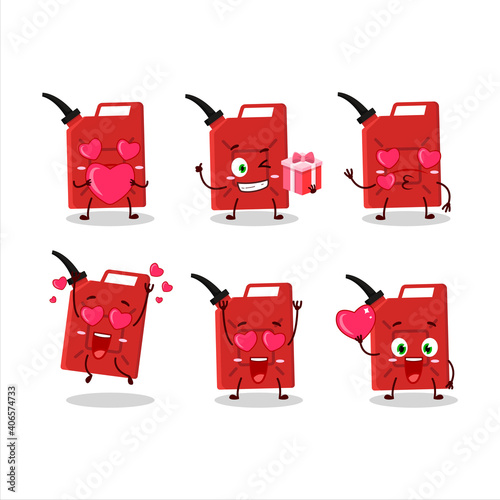 Red gas tank cartoon character with love cute emoticon