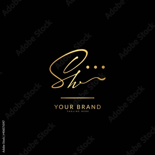 Initial letter SH. Monogram signature logo design template. Minimalis logo concept for business and company.