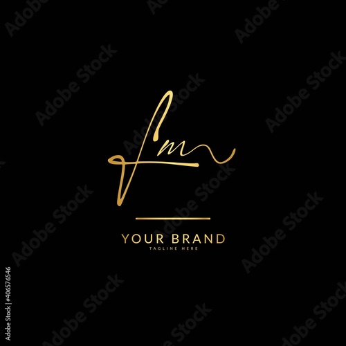 Initial letter FM. Monogram signature logo design template. Minimalis logo concept for business and company.