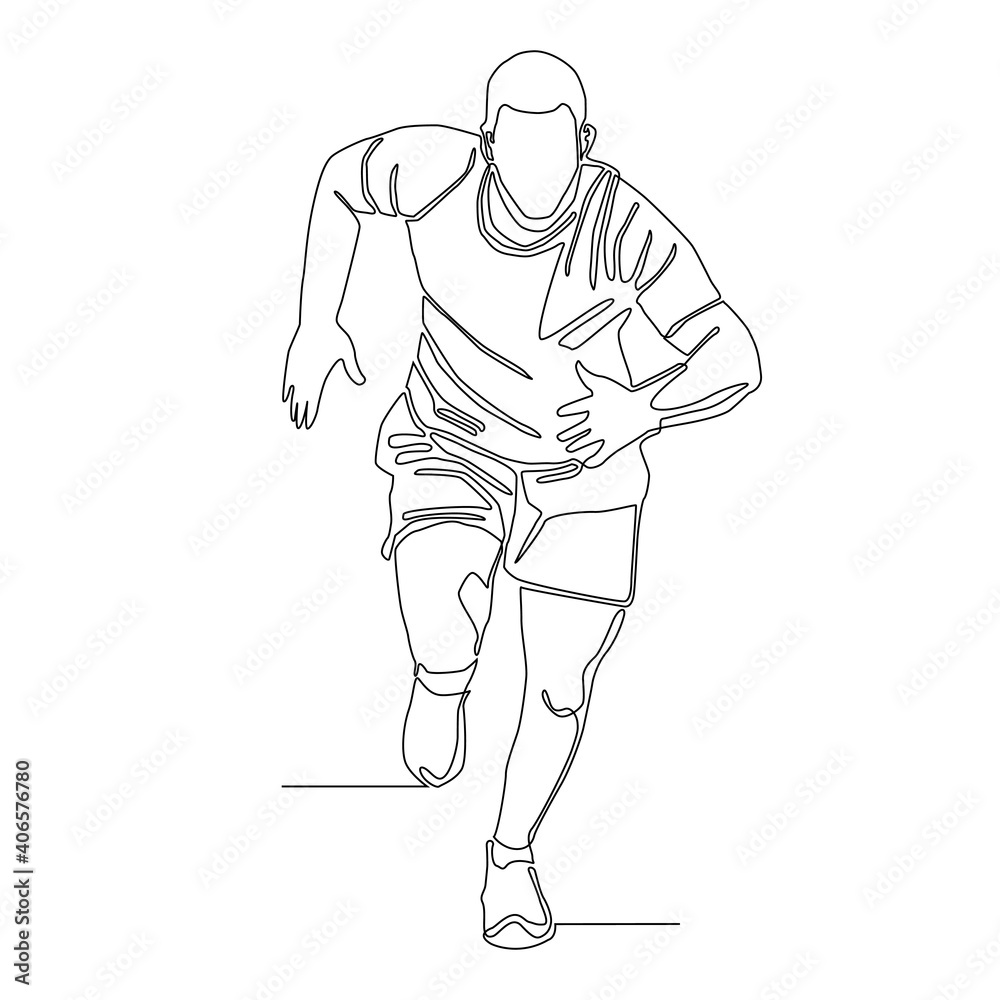 Continuous single line of man starting to run vector. Man running with high speed. Continuous single line of man starting to run vector. Man running with high speed.