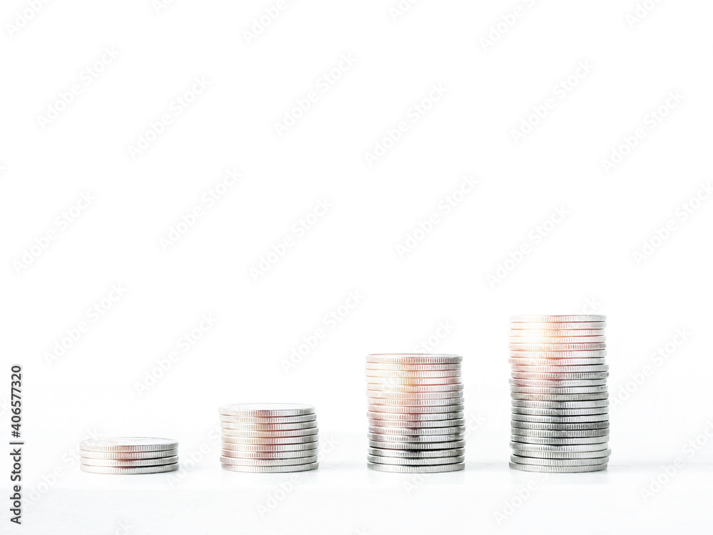 Coin stacks isolated on a white background. Coin stacks isolated on a white background.