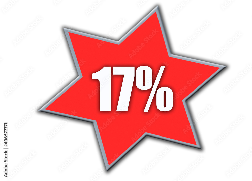 17 Percent off 3d Sign on White Background, Special Offer 17% Discount Tag, Sale Up to 17 Percent Off,big offer, Sale, Special Offer Label, Sticker, Tag, Banner, Advertising, offer Icon