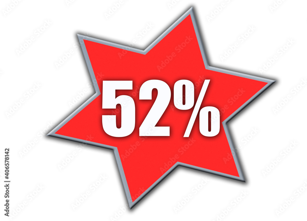 52 Percent off 3d Sign on White Background, Special Offer 52% Discount Tag, Sale Up to 52 Percent Off,big offer, Sale, Special Offer Label, Sticker, Tag, Banner, Advertising, offer Icon 52 Percent off 3d Sign on White Background, Special Offer 52% Discount Tag, Sale Up to 52 Percent Off,big offer, Sale, Special Offer Label, Sticker, Tag, Banner, Advertising, offer Icon