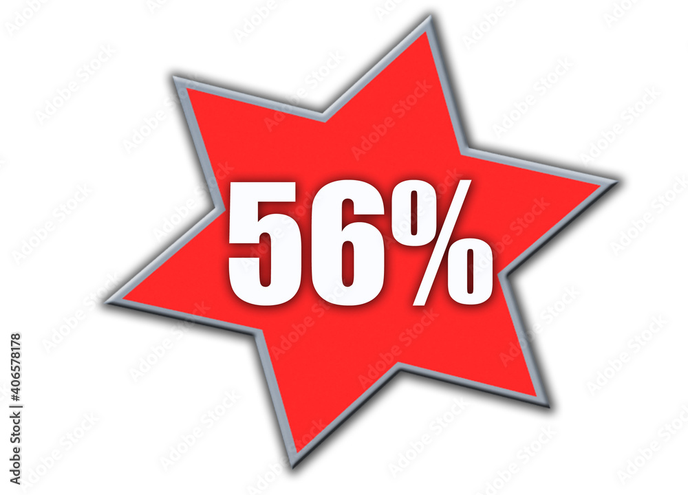 56 Percent off 3d Sign on White Background, Special Offer 56% Discount Tag, Sale Up to 56 Percent Off,big offer, Sale, Special Offer Label, Sticker, Tag, Banner, Advertising, offer Icon
