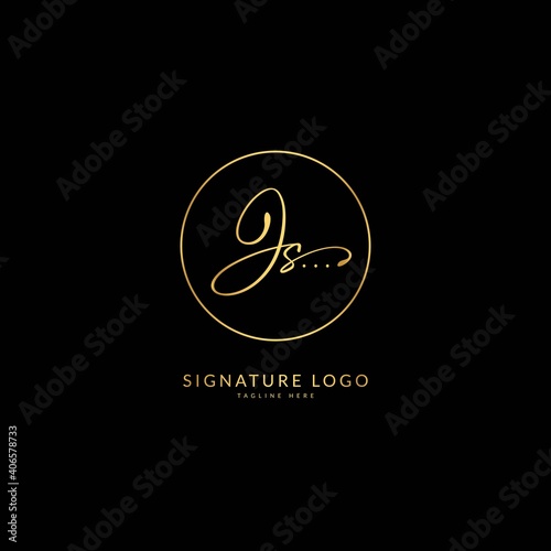 Initial letter JS. Monogram signature logo design template. Minimalis logo concept for business and company.
