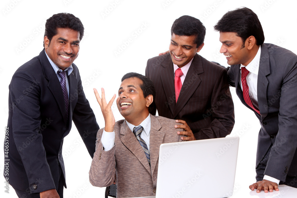 A Successful Indian business team isolated on white. A Successful Indian business team isolated on white.