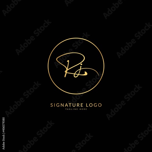 Initial letter Rj. Monogram signature logo design template. Minimalis logo concept for business and company.