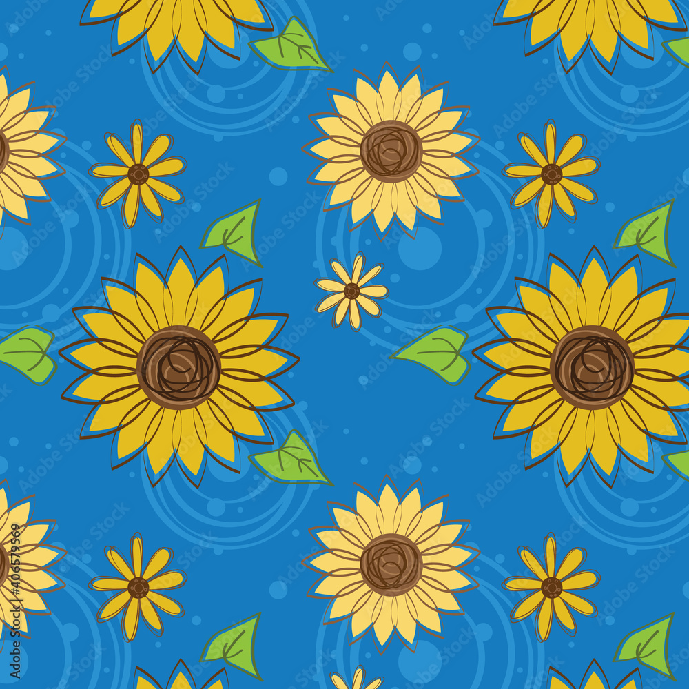 Seamless pattern of  Sunflowers - Gift wrapping, Textile design