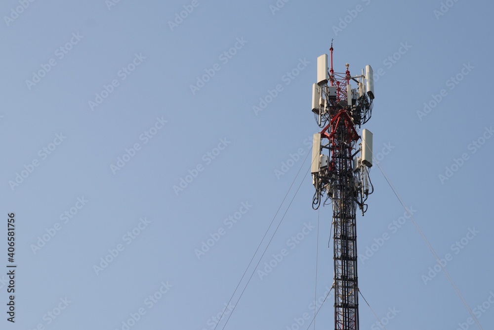 telecommunication tower with antennas telecommunication tower with antennas