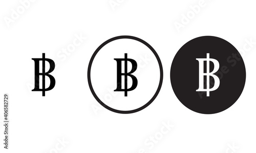 money icon thai baht   black outline logo for web site design and mobile dark mode apps 
Vector illustration on a white background photo