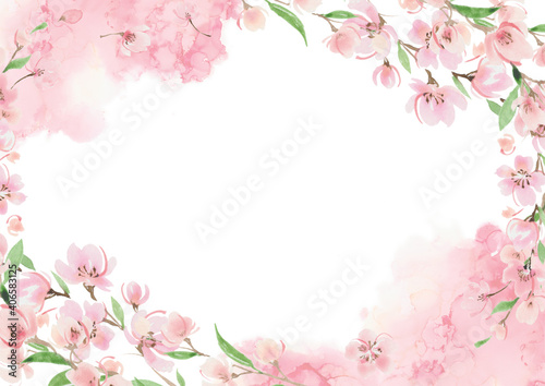 大理石風背景 桜のフレーム