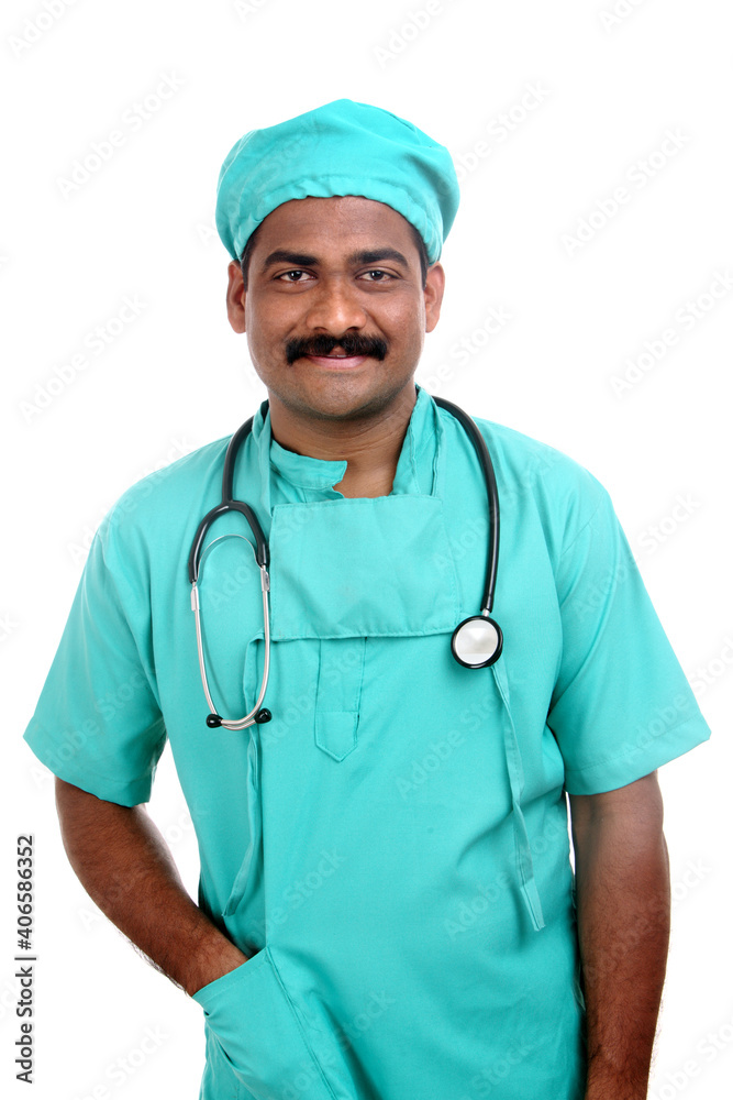 portrait of Indian young male medical worker. portrait of Indian young male medical worker.