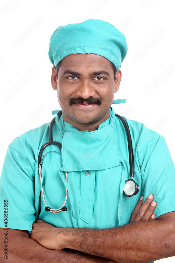 portrait of Indian young male medical worker. portrait of Indian young male medical worker.
