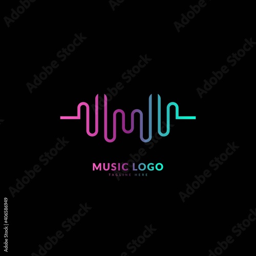 Initial letter M. Music wave logotype. Elegant music sound logo fit for business and music event. Vector logo design.