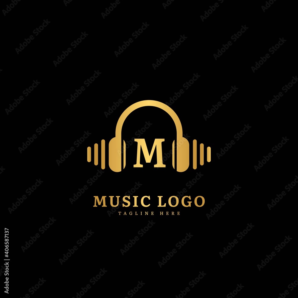 Initial letter M. Music microphone logotype. Elegant music sound logo fit for business and music event. Vector logo design.