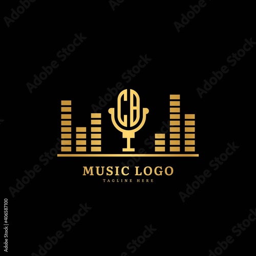 Initial letter CB. Music microphone logotype. Elegant music sound logo fit for business and music event. Vector logo design.