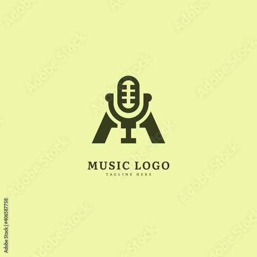 Initial letter A. Music microphone logotype. Elegant music sound logo fit for business and music event. Vector logo design.