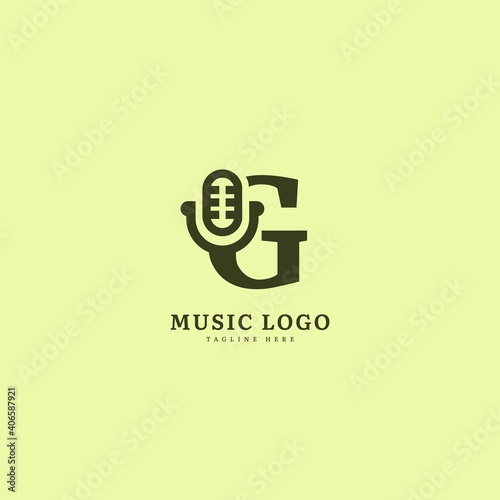 Initial letter G. Music microphone logotype. Elegant music sound logo fit for business and music event. Vector logo design.