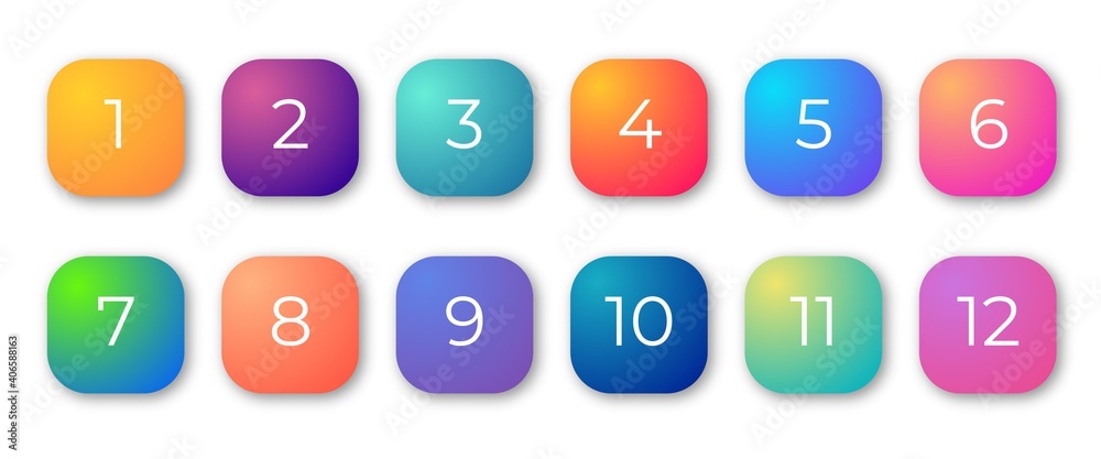 Number bullet points 1 to 10. Trendy gradient 3d markers vector set. Number bullet points 1 to 10. Trendy gradient 3d markers vector set.