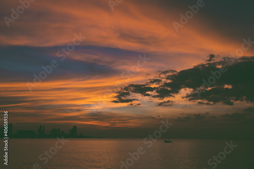Sea sky beach with nature sunset