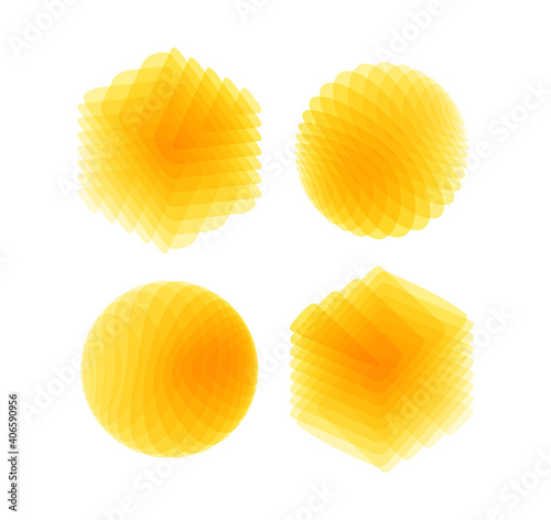 Set of various overlapping elements. Abstract geometric design. Vector illustration for banners, placards, posters or flyers.