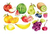 set of fruit in watercolor style vector illustration