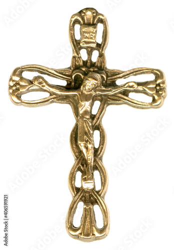 Gold Wire Rope Fancy Crucifix