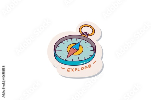 Cute compass doodle sticker design