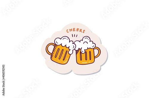 Beer glass doodle sticker design