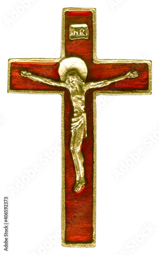Red and Gold Jesus Crucifix