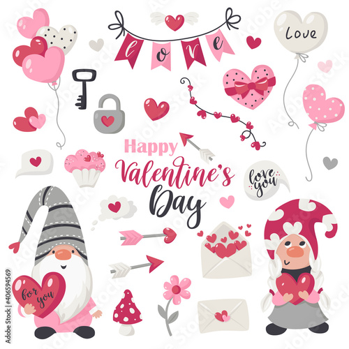Valentine's Day items and gnomes collection © nafanya241