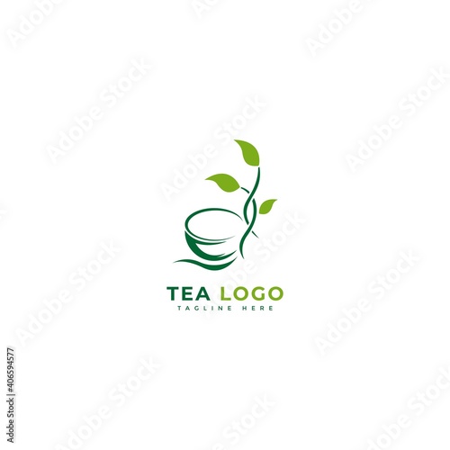 Tea logotype. Minimalist tea drinks logo concept, fit for cafe, restaurant, packaging and natural drinks. Illustration vector logo.