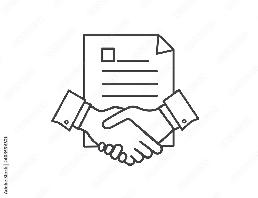 Contract icon. Agreement icon isolated on white background. Flat design. Business concept. Vector illustration. Contract icon. Agreement icon isolated on white background. Flat design. Business concept. Vector illustration.