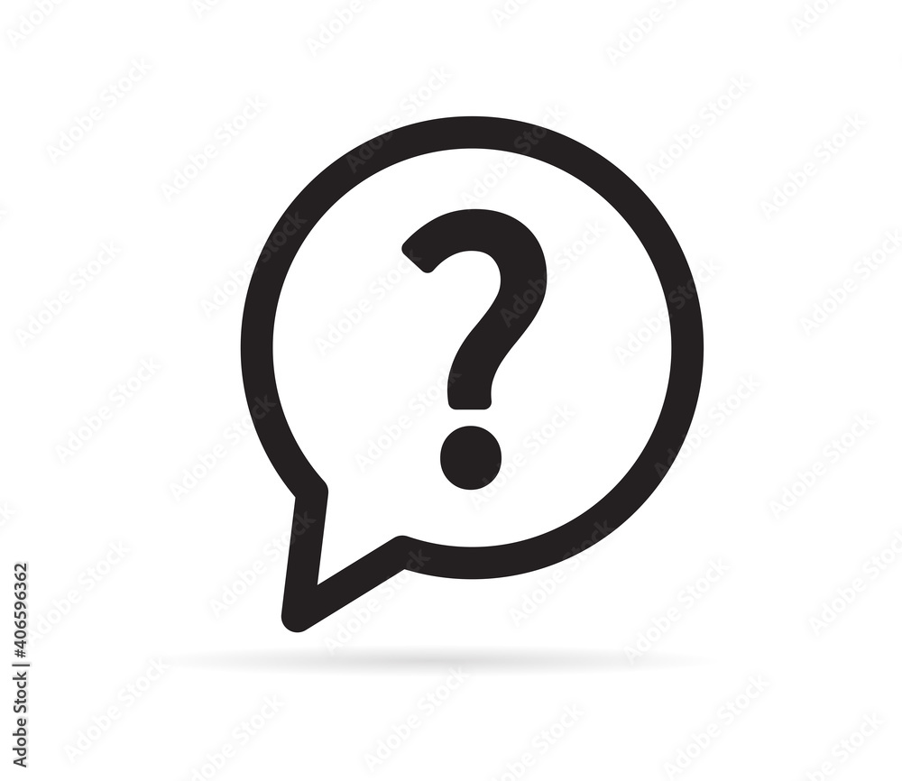 Question icon. Help icon in bubble on white background. Vector illustration. Question icon. Help icon in bubble on white background. Vector illustration.
