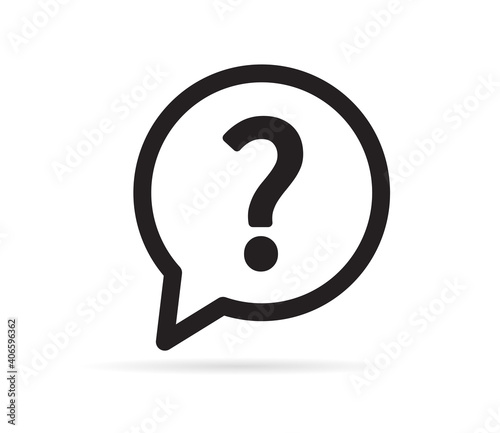 Question icon. Help icon in bubble on white background. Vector illustration.
