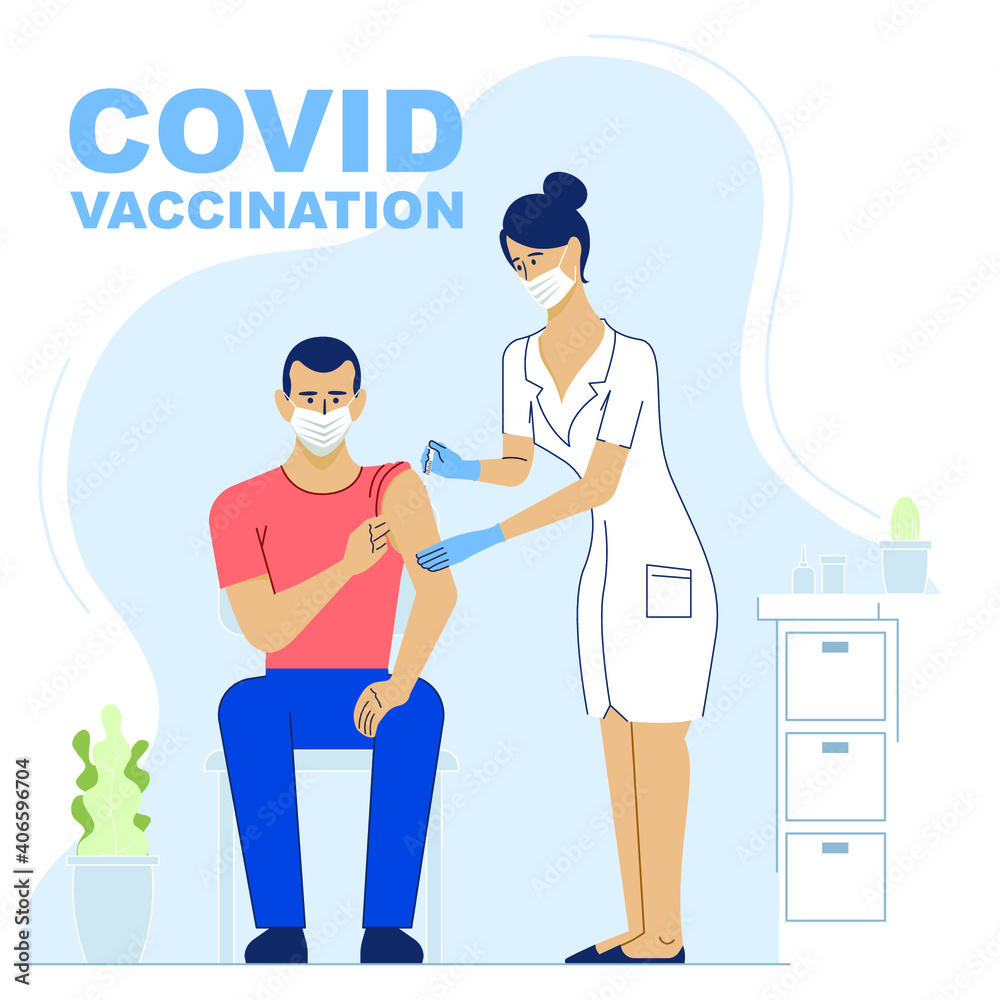 Vaccination the nurse makes injection Vaccination the nurse makes injection