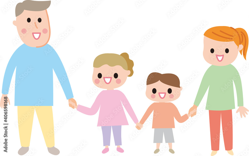 手をつなぐ4人家族 手をつなぐ4人家族